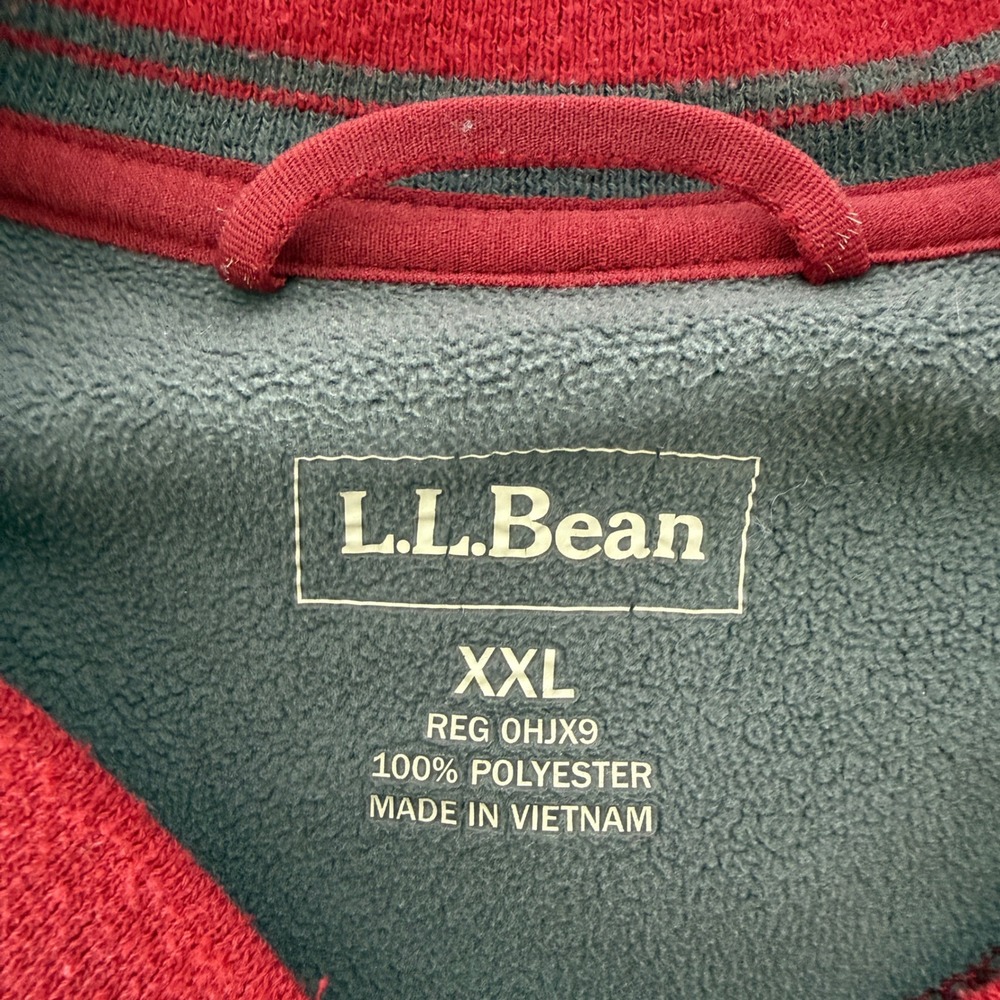 LL Bean Mens XXL Red Fleece Pullover Crew Neck Zip Chest Pocket OHJX9 - Picture 9 of 9